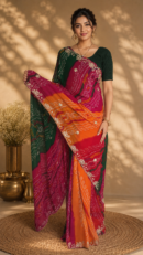 Multicolour Georgette Saree